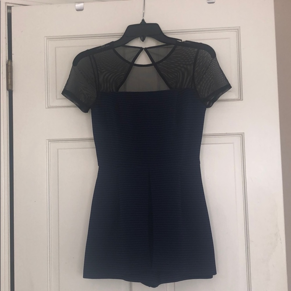 BCBG Generation Mesh Yoke Skort Romper
